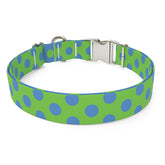 Green and Blue Polka Dot Sterling Premium Dog Collar